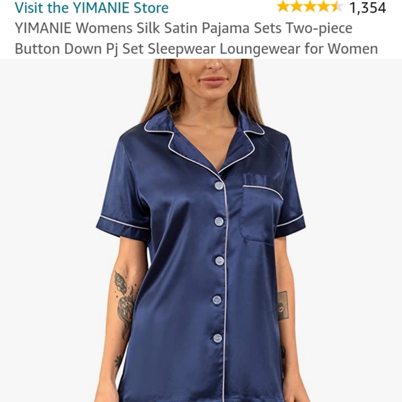 3xl Blue Silk Satin Pajamas with Matching Mask. - Picture 6 of 6